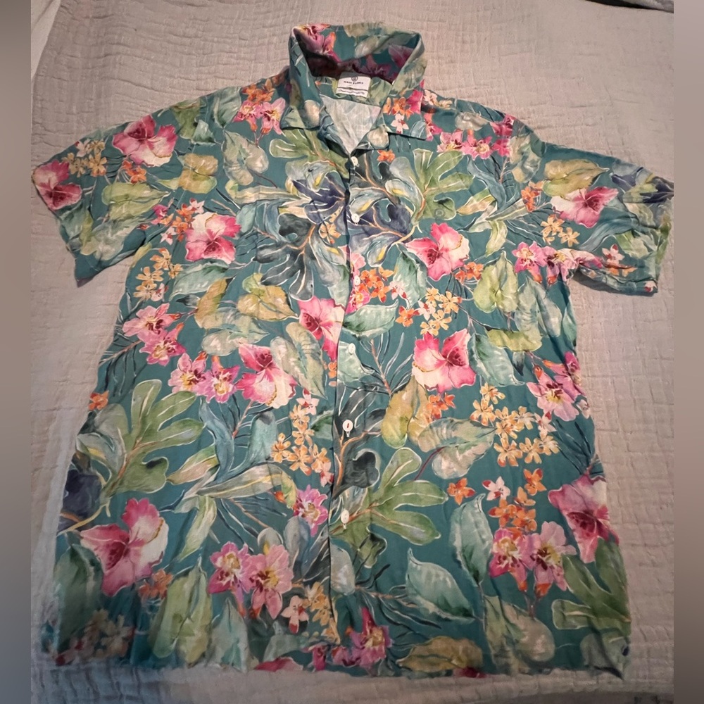 Serge Blanco Floral Hawaiian Shirt EUC 2115